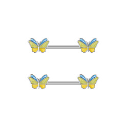 Золотистый 304 эмалированные штанги-бабочки из нержавеющей стали, цвет нержавеющей стали, золотые, 16x7 мм, штифты : 1.6 мм