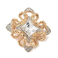 Light Gold Броши-булавки в стиле барокко с ромбами, украшенные сплавом и стразами, для одежды и пальто., со стеклом, золотой свет, 44x44 мм