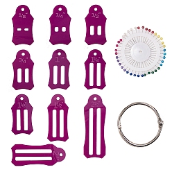 Purple Roll Sasher Tool Set, with Multi-Sizes Sasher, Quilting Pins and Storage Chain, for Folding Fabric and Biasing Strips, Purple, 100x50x12mm