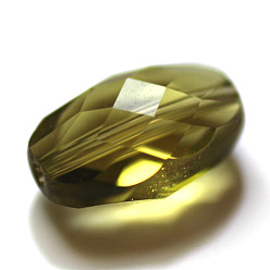 Цвет Оливы Имитация Австрийские кристаллические шарики, класс AAA, граненые, овальные, оливковый, 9.5x6x4.5 мм, отверстие : 0.7~0.9 мм