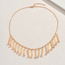 Золотой Железные элегантные длинные круглые бусины с кисточками нагрудные ожерелья для женщин, вечеринок и особых случаев, золотые, 18.50 дюйм (47 см)