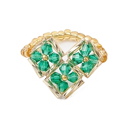 Средний Бирюзовый Сердце стеклянные бусины эластичные кольца для женщин, средне бирюзовый, 17 мм, внутренний диаметр: 18 мм