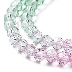 Lilac Transparent Glass Beads Strands, Segmented Multi-color Beads, Faceted(32 Facets), Round, Lilac, 4~4.5mm, Hole: 1mm, about 90~95pcs/strand, 13.98''(35.5cm)