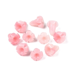 Pink Двухцветные резные бусины из синтетического коралла, окрашенные, цветок, розовые, 15~16x12~14x12~14 мм, отверстие : 1.2 мм