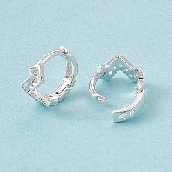 Посеребрённый Латунная серьга-кольцо, серьги настройки, волна, без кадмия и без свинца, долговечный, 925 серебро покрытием, 8x9x4.5 мм, штифты : 0.9 мм, подходит: 1.2 мм