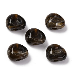 Фора Двухцветные непрозрачные акриловые бусины, имитация драгоценных камней, самородки, оранжевые, 17~17.5x21x10.5 мм, отверстие : 5.2 мм, о: 224 шт / 500 г