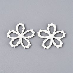 Белый Многожильные звенья из сплава с цветочным узором, окрашенные аэрозольной краской., без свинца, без никеля и без кадмия, белые, 32~33x32~34x5 мм, отверстие : 11x6 мм