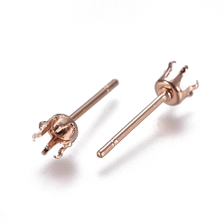Розовое Золото 304 Выводы серьги из нержавеющей стали шпилька, настройки зубчатой серьги, розовое золото , лоток : 4 мм, 14.5 мм, штифты : 0.7 мм