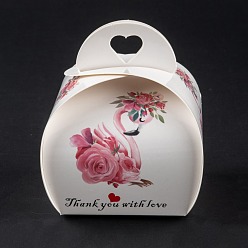 Swan Foldable Creative Kraft Paper Box, Wedding Favor Boxes, Favour Box, Paper Gift Box, Hot Pink, Swan Pattern, 7.2x7x8.3cm