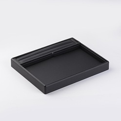 Black Wooden Jewelry Presentation Boxes, Covered with PU Leather, Black, 25.1x20x3cm