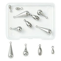 Нержавеющая Сталь Цвет 8 шт 4 стили 304 подвески из нержавеющей стали, очарование слезы, цвет нержавеющей стали, 10.5~24x4~8 мм, отверстие : 1.6~1.8 мм, 2 шт / стиль
