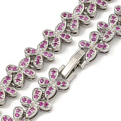 Орхидея Ожерелья с звеньями бабочки из латуни и циркония, долговечный, без кадмия и без свинца, платина, сиреневые, 16.30 дюйм (41.4 см)