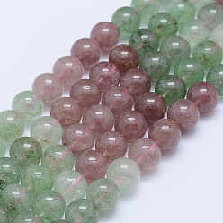 Клубничный Кварц Природного кварца клубники нитей бисера, круглые, 10 мм, отверстие : 1 мм, около 41 шт / нитка, 15.7 дюйм (40 см)