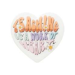 Letter Экологически чистые силиконовые фокальные бусины для пищевых продуктов в форме сердца, буквы, 26.1x27.9 мм