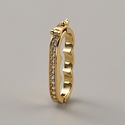 Золотой Застежки-усилители из латуни с микропаве из прозрачного кубического циркония и арахисовым покрытием, Twister застежками, для изготовления украшений из жемчуга, золотые, 24.5x10x3 мм, отверстие : 7 мм