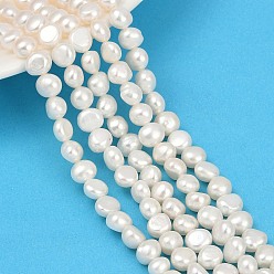Льняное Полотно Нити из натурального культивированного пресноводного жемчуга, двух сторон полированной, класс 5а+, белье, 6~7 мм, отверстие : 0.7 мм, около 40~56 шт / нитка, 13.19''~13.39'' (33.5~34 см)