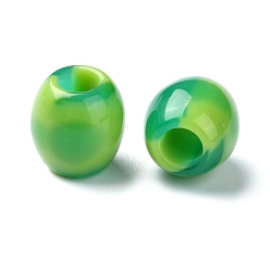 Зеленый 2 оттенок полимер европейский бисер, большие отверстия баррель бисером, зелёные, 11.5x11x11 мм, отверстие : 5 мм