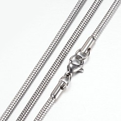 Color de Acero Inoxidable Collares de cadena de serpiente de acero inoxidable resistentes al deslustre, con cierre de langosta, color acero inoxidable, 304 pulgada (19.8 cm), 50.5 mm