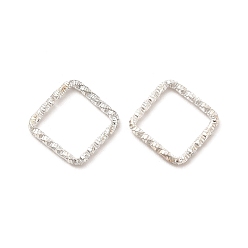 Квадрат 50Железные соединительные кольца, текстурированные открытые кольца, серебряные, квадратный, 13x13x2 мм, внутренний диаметр: 10x10 мм