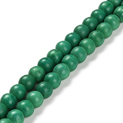 Зеленый Синтетических нитей бирюзовые бусы, круглые, окрашенные, зелёные, 6x5.5 мм, отверстие : 1 мм, около 72~73 шт / нитка, 15.87~16.14 дюйм (40.3~41 см)