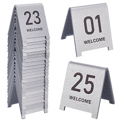 Argent 25pcs marque-places de table en acrylique, plaque d'immatriculation de tente de mariage, numéro 1~25, argenterie, 60x62x65mm