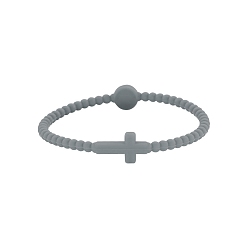 Серый Детские силиконовые эластичные браслеты с крестом для девочек и мальчиков, серые, 6-7/8 дюйм (17.5 см)
