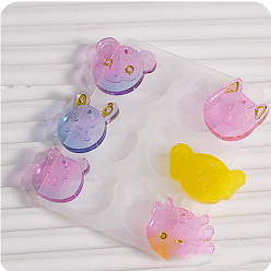 Other Animal Подвеска в виде кролика/дракона/кошки, силуэт своими руками, силиконовая форма, пресс-формы, формы для литья смолы, для уф-смолы, изготовление изделий из эпоксидной смолы, 89x71x6 мм, отверстие : 1.5 мм, внутренний диаметр: 21~25x21~36 мм