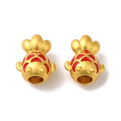 Матовый Золотой Цвет Долговечные латунные бусины, с эмалью, рыба, матовый золотой цвет, 8x12.6x10.8 мм, отверстие : 3.9 мм