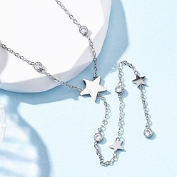 Нержавеющая Сталь Цвет 304 ожерелья-лариаты из нержавеющей стали со стразами и кристаллами, цвет нержавеющей стали, 15.04 дюйм (38.2 см) в длину + 58 удлинитель мм