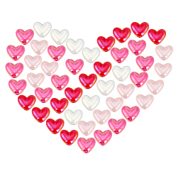 (52) Непрозрачная лаванда 80шт 4 цвета УФ-покрытие непрозрачные акриловые бусины, радужный, сердце, разноцветные, 14.5x17x7.5 мм, отверстие : 2 мм, 20 шт / цвет