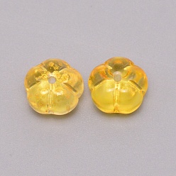 Gold Autumn Theme Transparent Glass Beads, Pumpkin, Gold, 10x10x7mm, Hole: 1.2mm