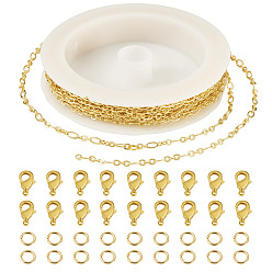 Золотой Набор для изготовления ювелирных изделий своими руками, включая латунные цепочки Фигаро, карабины и открытые соединительные кольца, золотые, 4x2x1.5 мм