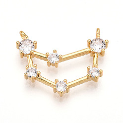 Козерог Латунные микро проложить кубического циркония подвески, обереги двенадцати созвездий, долговечный, без никеля , реальный 18 k позолоченный, Козерог, 16x20.5x3 мм, отверстие : 1.2 мм