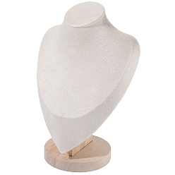 Снежный Подставки для ожерелий в форме бюста из бука, покрытые бархатом, основание из сосны, снег, 16.5x10.5x25 см