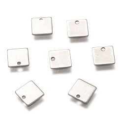 Stainless Steel Color Non-Tarnish 304 Stainless Steel Pendants, Square, Stainless Steel Color, 7x7x0.5mm, Hole: 1mm