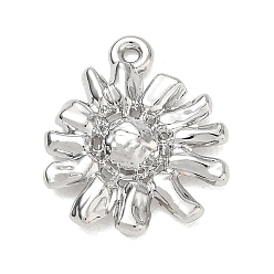 Platinum Alloy Pendants, Sunflower Charms, Platinum, 20x16x3.5mm, Hole: 1.2mm