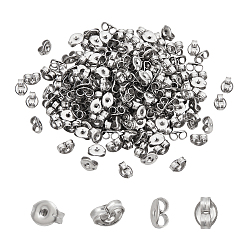 Stainless Steel Color 304 Stainless Steel Ear Nuts, Earring Backs, Stainless Steel Color, 6x4.5x3mm, Hole: 0.8mm, 200pcs/box