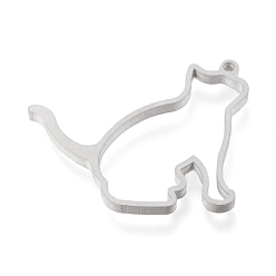 Нержавеющая Сталь Цвет Устойчивые к потускнению 304 подвески из нержавеющей стали с открытой задней частью, для diy уф смолы, эпоксидная смола, Прессованные цветочные украшения, форма кошки, матовый цвет нержавеющей стали, 32x40x3 мм, отверстие : 2 мм