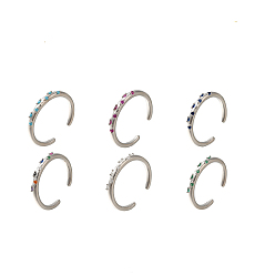 (52) Непрозрачная лаванда Кольца-манжеты для пальцев из платиновой латуни с микропаве из кубического циркония для женщин, без кадмия и без свинца, долговечный, разноцветные, 0.23 см, внутренний диаметр: регулируемый