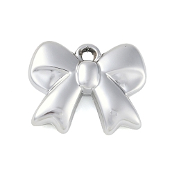 Платина Пластмассовые подвески ccb, бантом, платина, 25.5x31.5x9 мм, отверстие : 3.5 мм