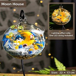 Mond DIY-Mikrolandschaftsbau-Sets, mit Glaskugel, Eisenständer, getrocknete Blume, Pinzette und Harzfund, Mond, 47x23x47 mm