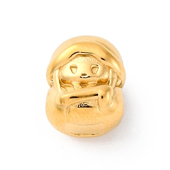 Настоящее золото 14K 304 из нержавеющей стали бусы, девушка, ионное покрытие (ip), реальный 14 k позолоченный, 12.5~13x9.5~10x8.5~10 мм, отверстие : 3 мм