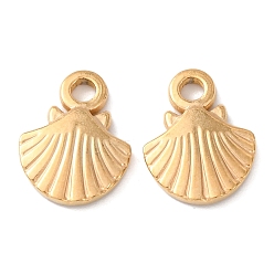 Настоящее золото 18K 304 подвески из нержавеющей стали, ионное покрытие (ip), оболочки прелести, реальный 18 k позолоченный, 13x10x1.5 мм, отверстие : 1.8 мм