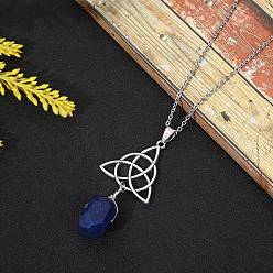 Ляпис-Лазурь Ожерелья с подвесками из натурального лазурита самородки, с кабельным цепи, трикетра, 12.20~15.75 дюйм (31~40 см)