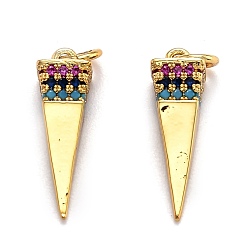 Золотой Латунные микро проложить кубического циркония подвески, долговечный, конус, золотые, 17.5x5.5x5.5 мм, отверстие : 3 мм