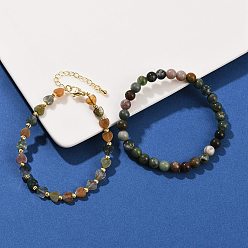 (RRHB277) Кристалл на подкладке из медово-бежевого цвета Комплект браслетов из натуральных индийских агатов для женщин, сердце и круглый, с латунной бисера, реальный 18 k позолоченный, долговечный, стойки покрытие, внутренний диаметр: 2-1/8 дюйм (5.5 см) и 7-1/4 дюйм (18.5 см)