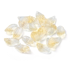 Gelb Milchglas Anhänger, mit Goldfolie, petaline, Gelb, 22x12x5 mm, Bohrung: 1 mm