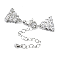 Платина Удлинитель цепи из прозрачного кубического циркония из латуни с микропаве, треугольные, с застежкой и зажимом на концах, без кадмия и без свинца, долговечный, стойки покрытие, платина, 33 мм
