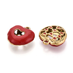 (123L) Белый крем непрозрачный блеск 304 нержавеющей стальной эмали подвески, полые прелести сердца, ионное покрытие (ip), реальный 18 k позолоченный, огнеупорный кирпич, 26x25x9 мм, отверстие : 3 мм