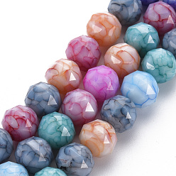 Farbig Undurchsichtige Backfarbe, Glasperlenstränge, nachgemachte Steine, facettiert, Runde, Farbig, 12x11 mm, Bohrung: 1.5 mm, ca. 32 Stk. / Strang, 13.90 Zoll (35.3 cm)